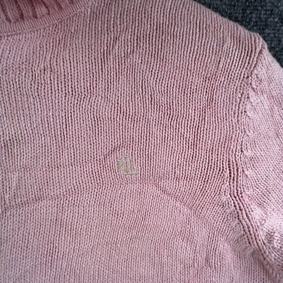 Lauren Ralph Lauren Women’s Sweater Pink Long Sleeve Turtleneck Cotton Large - Picture 9 of 16